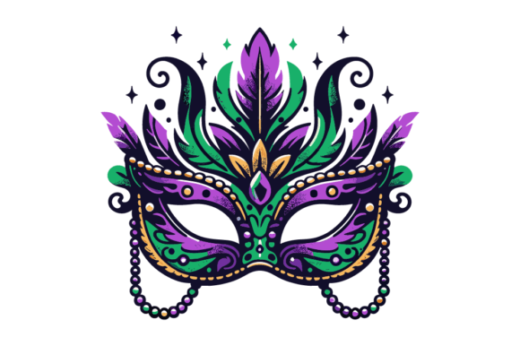 Pretty Mardi Gras Mask SVG Graphics for Festive Decorative Elements