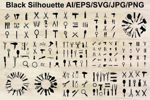 Silhouettes of Hair Styling Tools Graphics and Illustrations